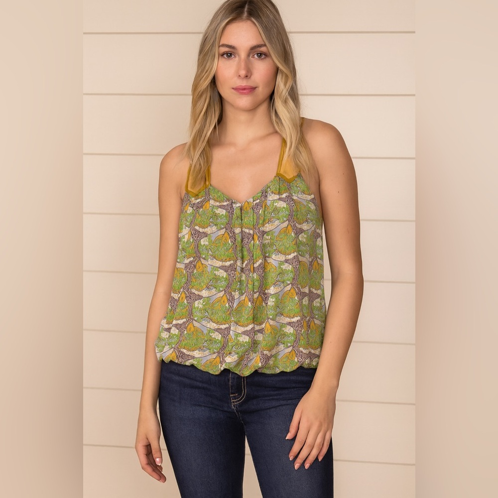 Boho Chic Printed Sleeveless Top – Size Small